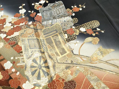 平和屋着物■豪華黒留袖　作家物　御所車枝梅文　松竹梅　暈し染め　金銀彩　正絹　逸品　DABH8606qa