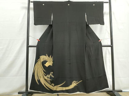 平和屋着物■豪華黒留袖　駒刺繍　立波文　亀　金彩　正絹　逸品　DABH8607qa
