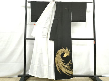 平和屋着物■豪華黒留袖　駒刺繍　立波文　亀　金彩　正絹　逸品　DABH8607qa