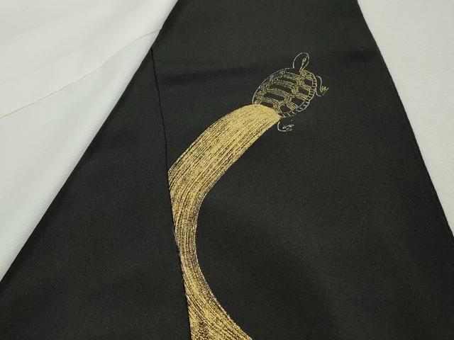 平和屋着物■豪華黒留袖　駒刺繍　立波文　亀　金彩　正絹　逸品　DABH8607qa