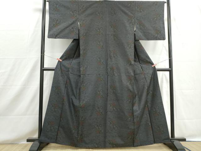 平和屋着物■本場大島紬　草花文　正絹　逸品　DABH8608qa