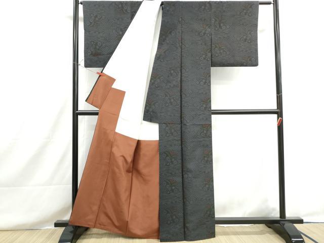 平和屋着物■本場大島紬　草花文　正絹　逸品　DABH8608qa