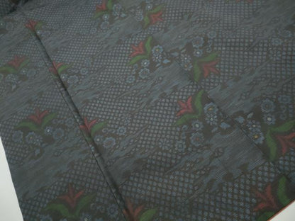 平和屋着物■本場大島紬　草花文　正絹　逸品　DABH8608qa