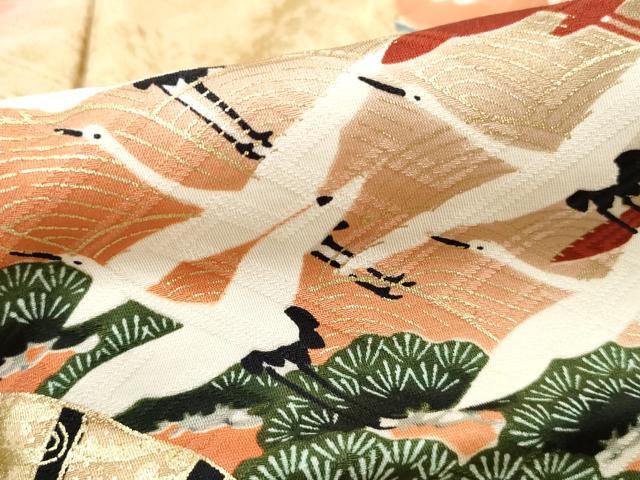 平和屋着物■豪華振袖　扇面群鶴花文　暈し染め　金彩　正絹　逸品　DABH8611qa