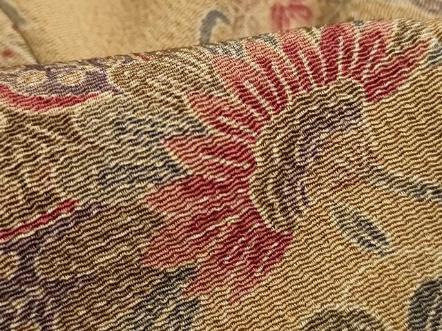 平和屋着物■上質な小紋　本草木染　ササン朝更紗　鬼しぼ縮緬　反端付き　正絹　逸品　DABH8618qa
