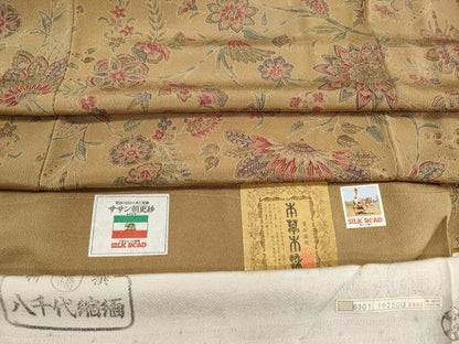 平和屋着物■上質な小紋　本草木染　ササン朝更紗　鬼しぼ縮緬　反端付き　正絹　逸品　DABH8618qa