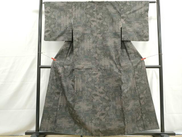平和屋着物■本場大島紬　7マルキ　風景花文　証紙付き　正絹　逸品　DABH8623qa