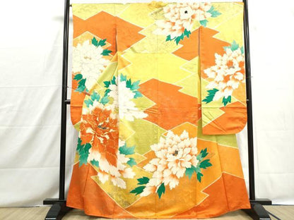 平和屋着物■豪華振袖　駒刺繍　牡丹文　金彩　正絹　逸品　DABH8627qa