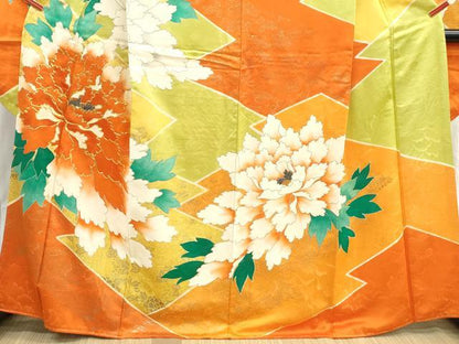 平和屋着物■豪華振袖　駒刺繍　牡丹文　金彩　正絹　逸品　DABH8627qa