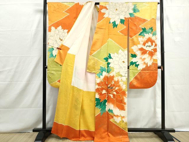平和屋着物■豪華振袖　駒刺繍　牡丹文　金彩　正絹　逸品　DABH8627qa