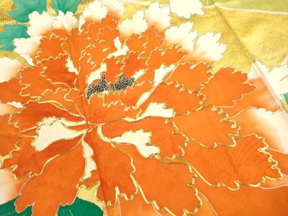 平和屋着物■豪華振袖　駒刺繍　牡丹文　金彩　正絹　逸品　DABH8627qa
