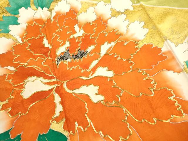 平和屋着物■豪華振袖　駒刺繍　牡丹文　金彩　正絹　逸品　DABH8627qa
