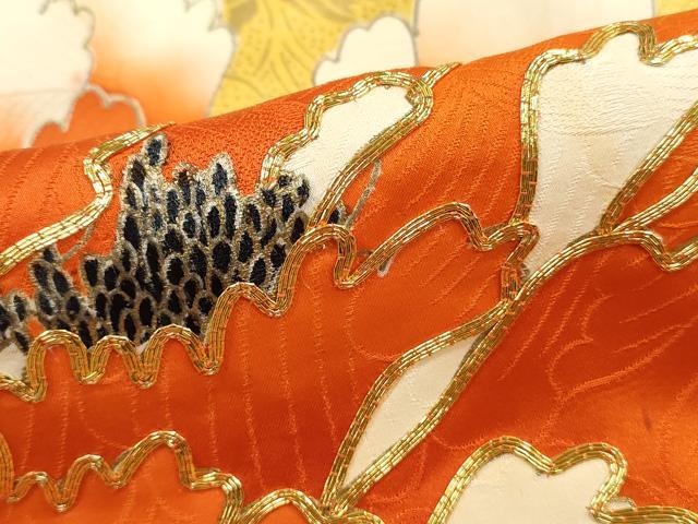 平和屋着物■豪華振袖　駒刺繍　牡丹文　金彩　正絹　逸品　DABH8627qa