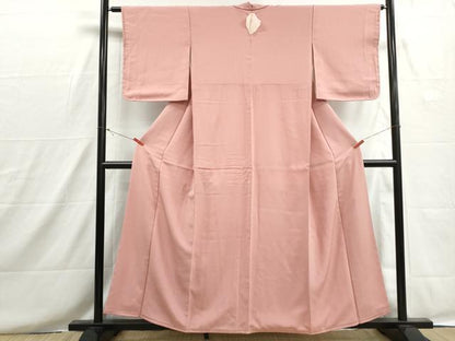 平和屋着物■上質な色無地　珊瑚色　正絹　逸品　DABH8630qa