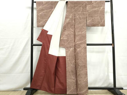 平和屋着物■上質な小紋　紬地　流水文　正絹　逸品　DABH8631qa