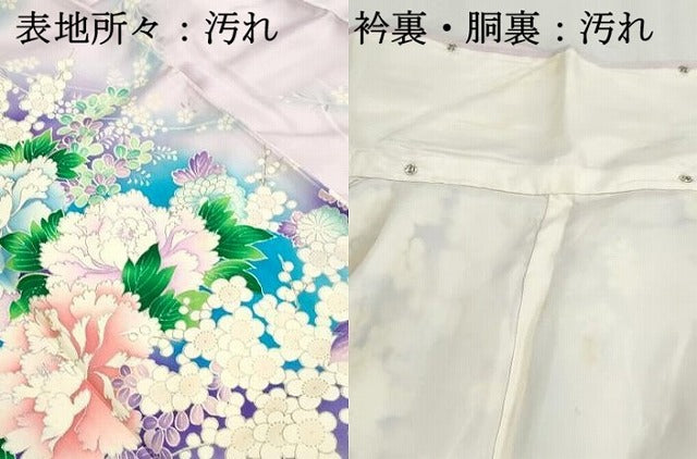平和屋着物■豪華振袖　草花文　牡丹　暈し染め　銀彩　正絹　逸品　DABH8632qa