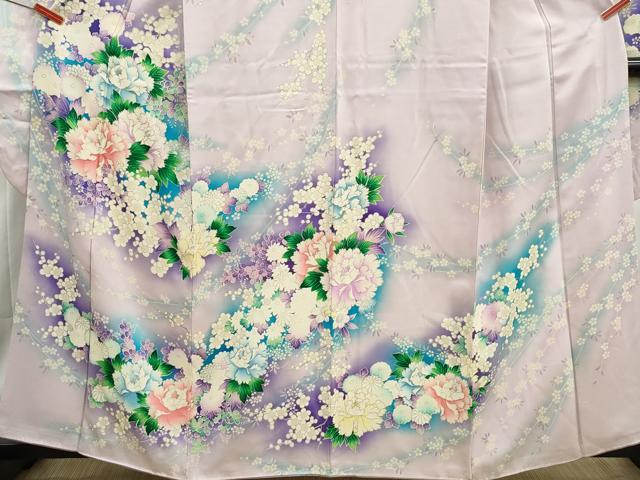 平和屋着物■豪華振袖　草花文　牡丹　暈し染め　銀彩　正絹　逸品　DABH8632qa