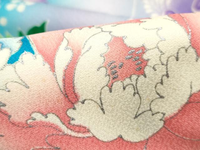 平和屋着物■豪華振袖　草花文　牡丹　暈し染め　銀彩　正絹　逸品　DABH8632qa