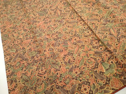 平和屋着物■上質な小紋　紬地　更紗花文　正絹　逸品　DABH8634qa