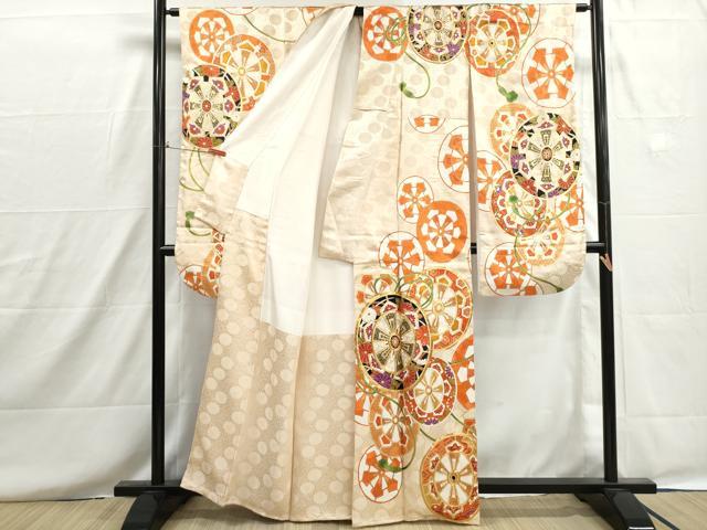 平和屋着物■豪華振袖　駒刺繍　源氏車花文　金彩　正絹　逸品　DABH8636qa
