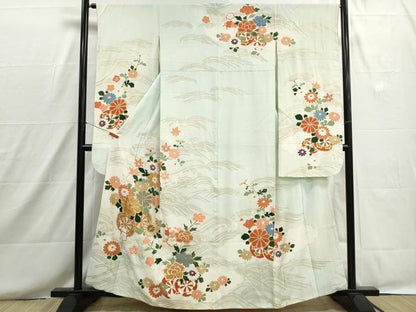 平和屋着物■豪華振袖　駒刺繍　立波花車文　暈し染め　金彩　正絹　逸品　DABH8639qa