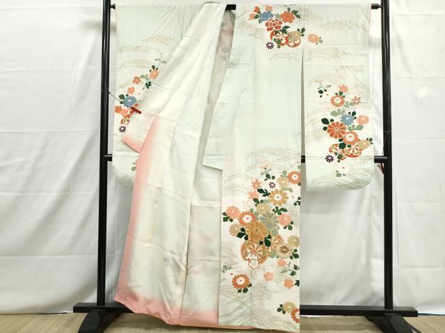 平和屋着物■豪華振袖　駒刺繍　立波花車文　暈し染め　金彩　正絹　逸品　DABH8639qa