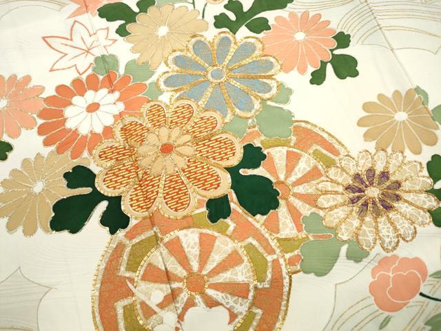 平和屋着物■豪華振袖　駒刺繍　立波花車文　暈し染め　金彩　正絹　逸品　DABH8639qa