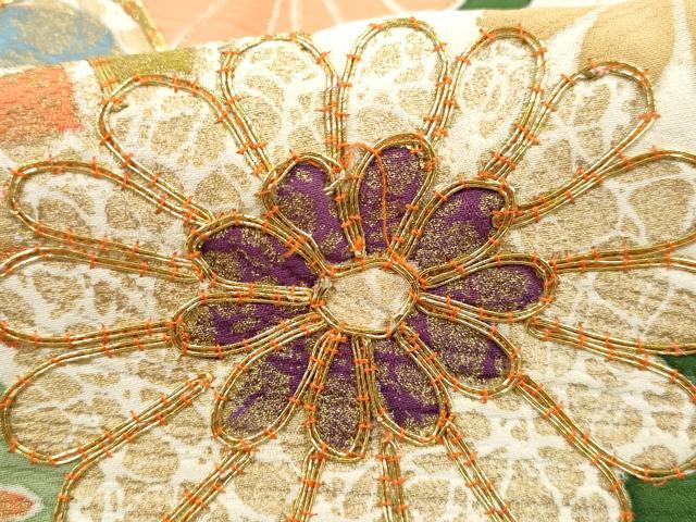 平和屋着物■豪華振袖　駒刺繍　立波花車文　暈し染め　金彩　正絹　逸品　DABH8639qa