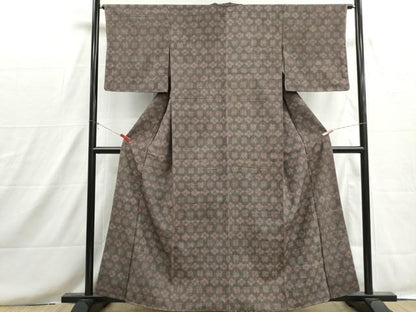 平和屋着物■上質な小紋　紬地　花菱文　正絹　逸品　DABH8641qa