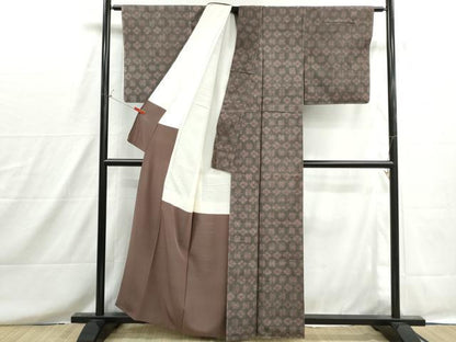 平和屋着物■上質な小紋　紬地　花菱文　正絹　逸品　DABH8641qa