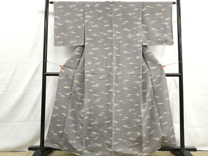 平和屋着物■上質な小紋　型染め　舞楓葉文　正絹　逸品　DABH8643qa