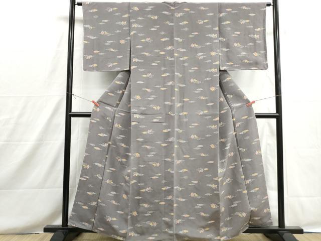 平和屋着物■上質な小紋　型染め　舞楓葉文　正絹　逸品　DABH8643qa