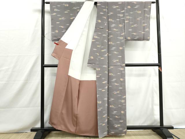 平和屋着物■上質な小紋　型染め　舞楓葉文　正絹　逸品　DABH8643qa