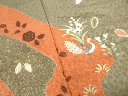 平和屋着物■訪問着　絞り　道長花鳥文　金彩　正絹　逸品　DABH8645qa