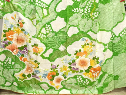 平和屋着物■豪華振袖　駒刺繍　絞り　草花文　金銀彩　正絹　逸品　DABH8646qa