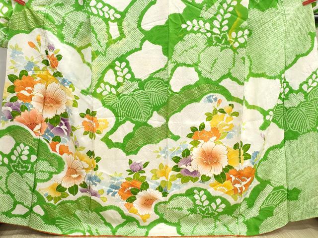 平和屋着物■豪華振袖　駒刺繍　絞り　草花文　金銀彩　正絹　逸品　DABH8646qa