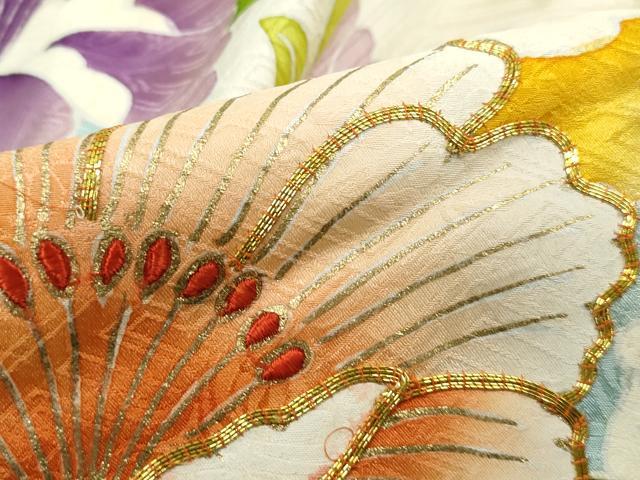 平和屋着物■豪華振袖　駒刺繍　絞り　草花文　金銀彩　正絹　逸品　DABH8646qa
