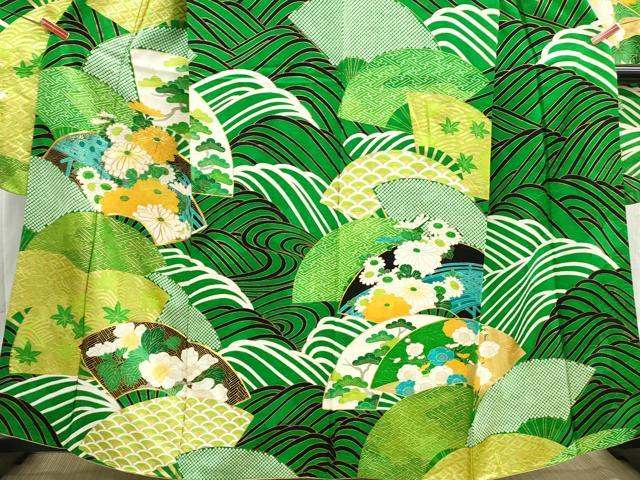 平和屋着物■豪華振袖　駒刺繍　流水地紙花松文　金彩　正絹　逸品　DABH8648qa