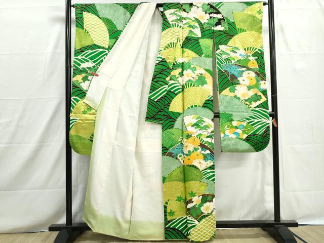 平和屋着物■豪華振袖　駒刺繍　流水地紙花松文　金彩　正絹　逸品　DABH8648qa
