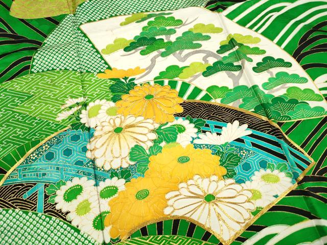 平和屋着物■豪華振袖　駒刺繍　流水地紙花松文　金彩　正絹　逸品　DABH8648qa