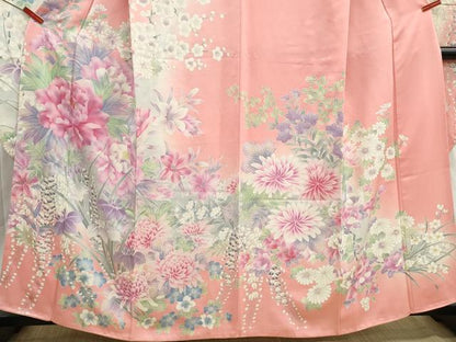 平和屋着物■豪華振袖　刺繍　草花文　暈し染め　銀彩　正絹　逸品　DABH8655qa