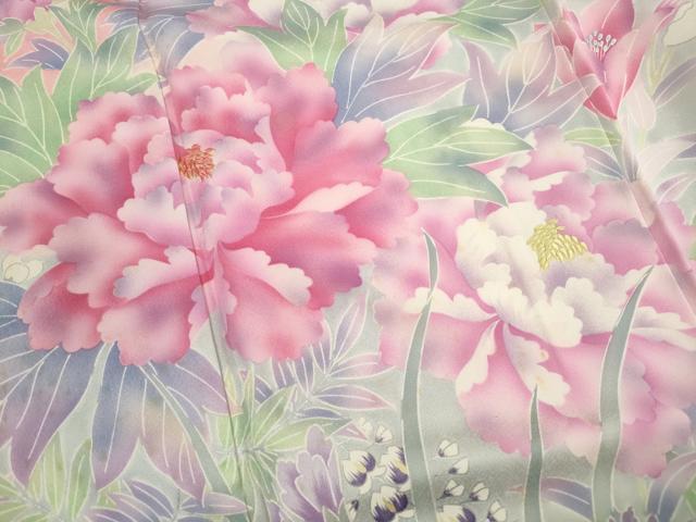 平和屋着物■豪華振袖　刺繍　草花文　暈し染め　銀彩　正絹　逸品　DABH8655qa