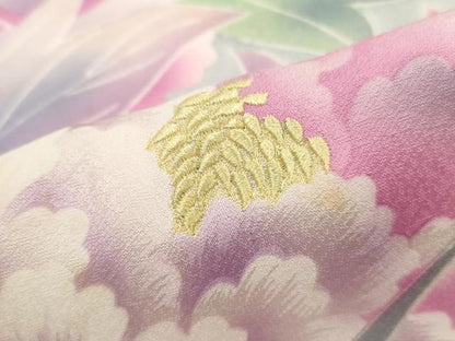 平和屋着物■豪華振袖　刺繍　草花文　暈し染め　銀彩　正絹　逸品　DABH8655qa