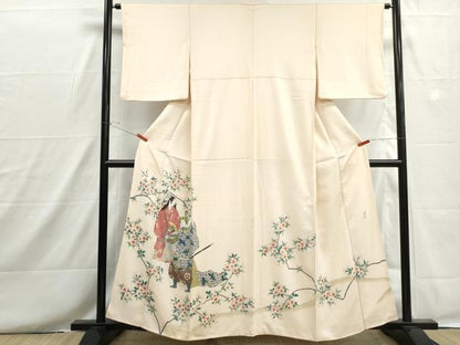 平和屋着物■染色作家　おだに武士　色留訪問着　人物枝桜文　正絹　逸品　DABH8656qa
