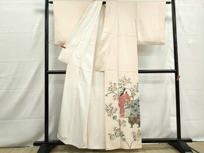 平和屋着物■染色作家　おだに武士　色留訪問着　人物枝桜文　正絹　逸品　DABH8656qa