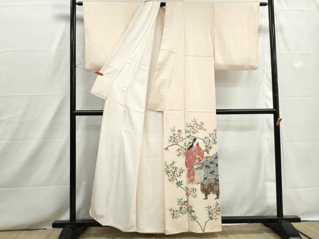 平和屋着物■染色作家　おだに武士　色留訪問着　人物枝桜文　正絹　逸品　DABH8656qa
