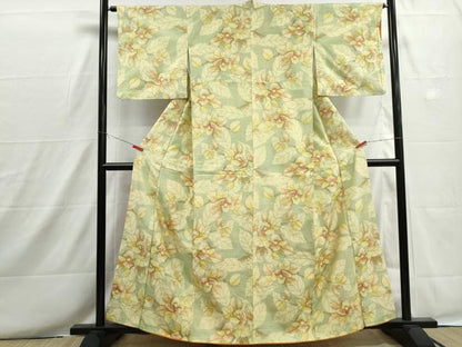 平和屋着物■上質な紬　椿文　正絹　逸品　DABH8659qa