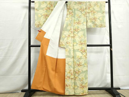 平和屋着物■上質な紬　椿文　正絹　逸品　DABH8659qa