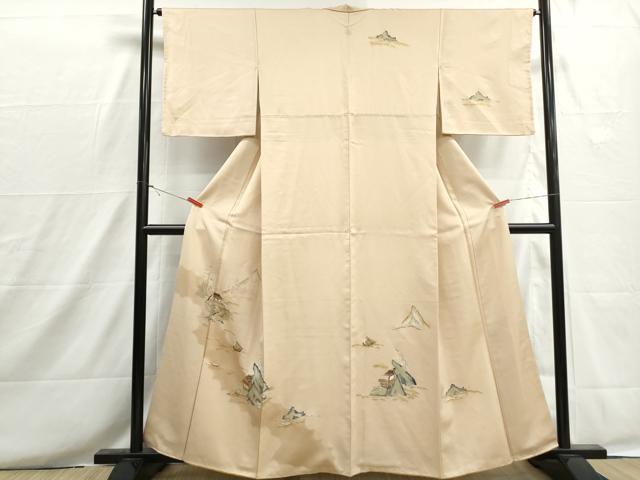 平和屋着物■訪問着　手描き　風景文　舟　金彩　正絹　逸品　DABH8660qa