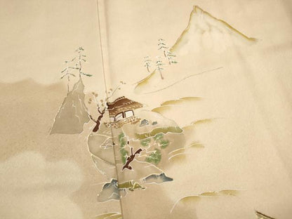 平和屋着物■訪問着　手描き　風景文　舟　金彩　正絹　逸品　DABH8660qa